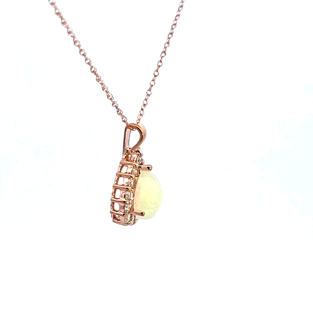 14KR Opal and Diamond Pendant
