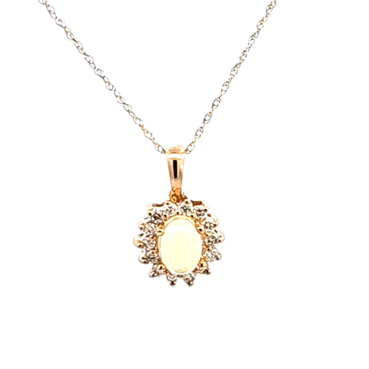14KY Opal and Diamond Pendant