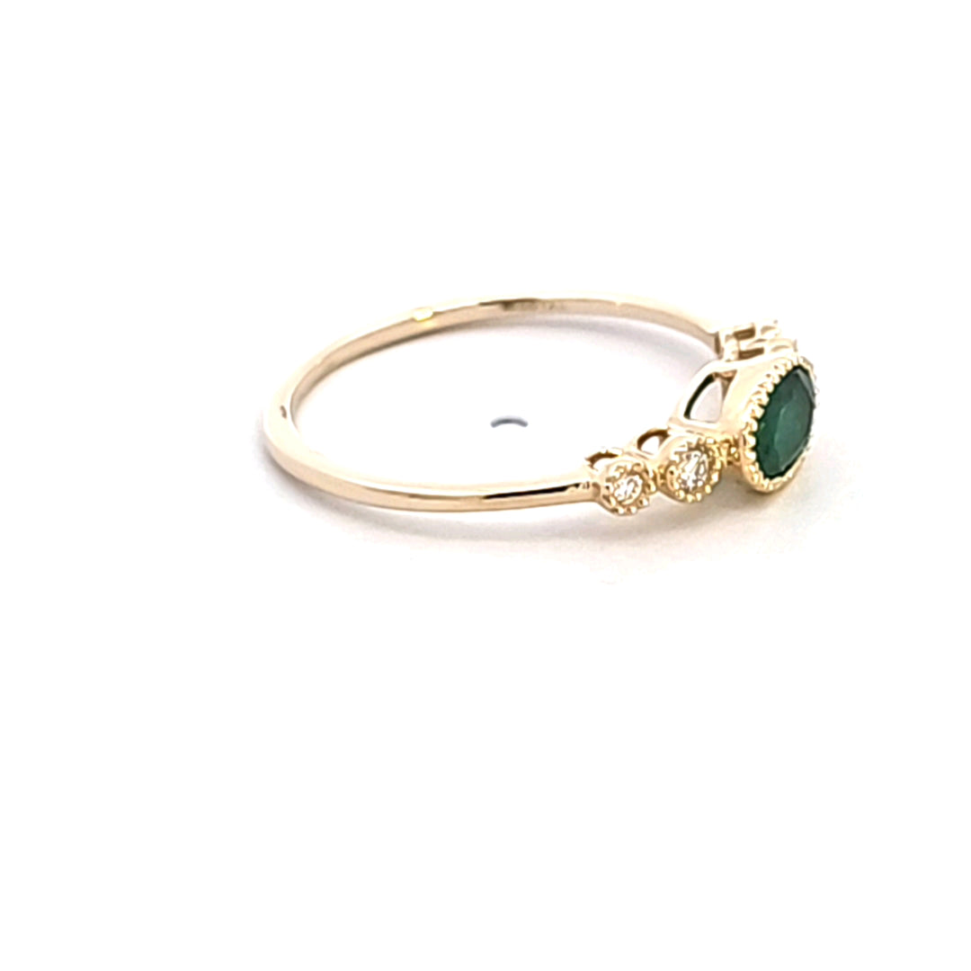 14KY Emerald and Diamond Ring