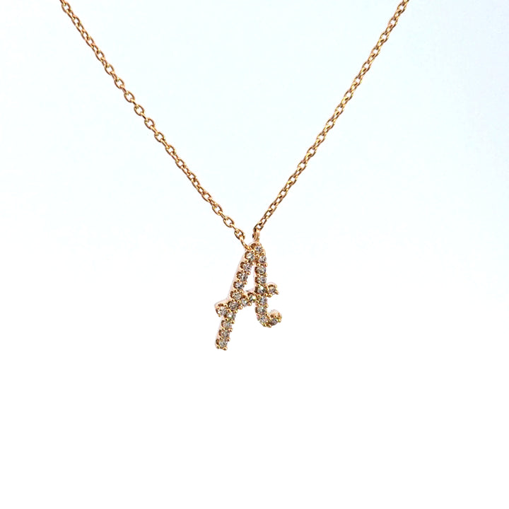 10KY Diamond Initial A Necklace