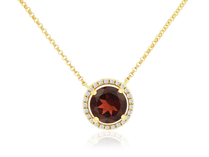 14KY Garnet and Diamond Necklace