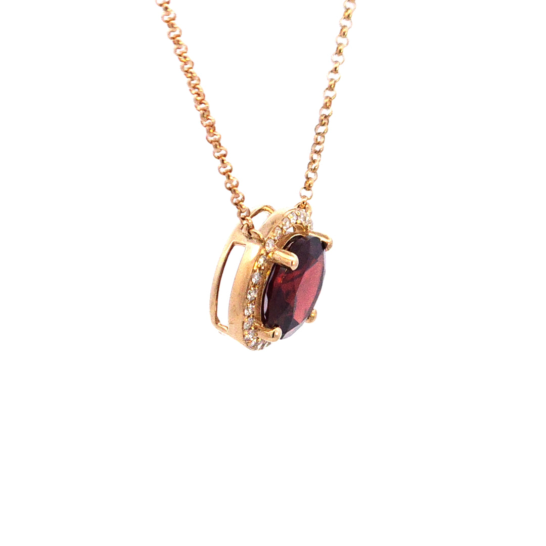14KY Garnet and Diamond Necklace