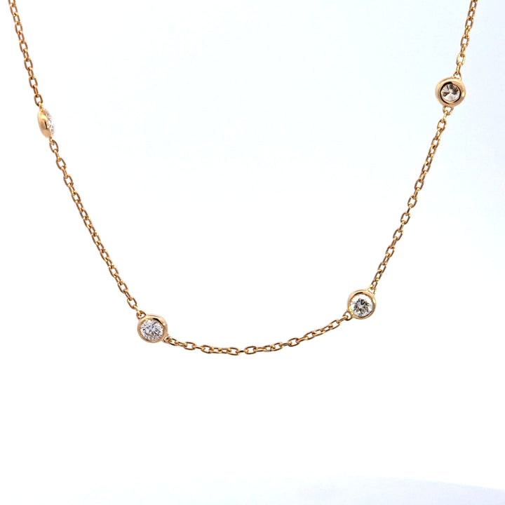 14KY 1 ctw Diamond Station Necklace