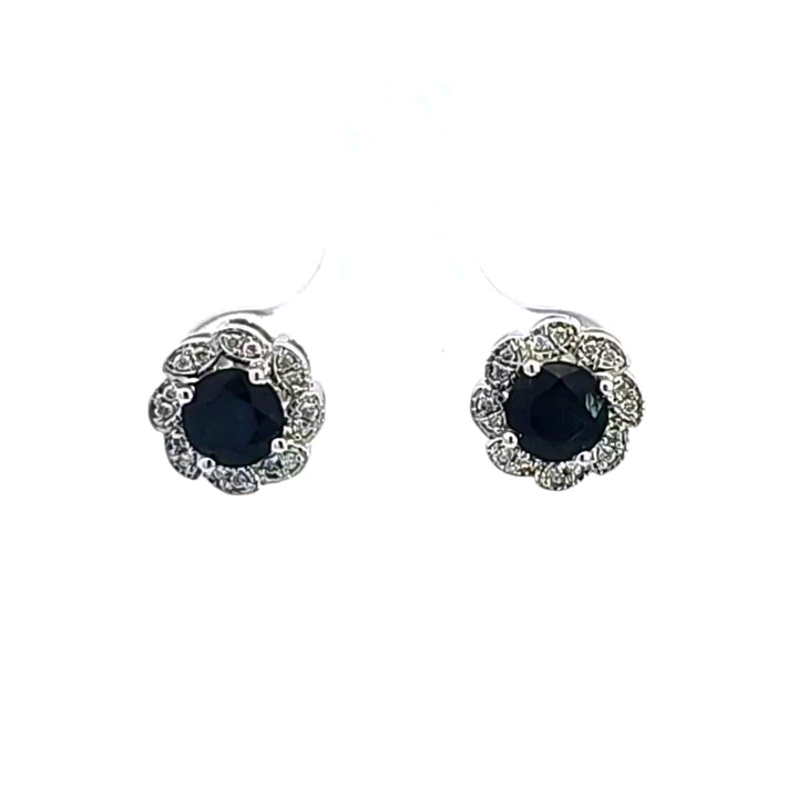 14KW Blue Sapphire and Diamond Earrings