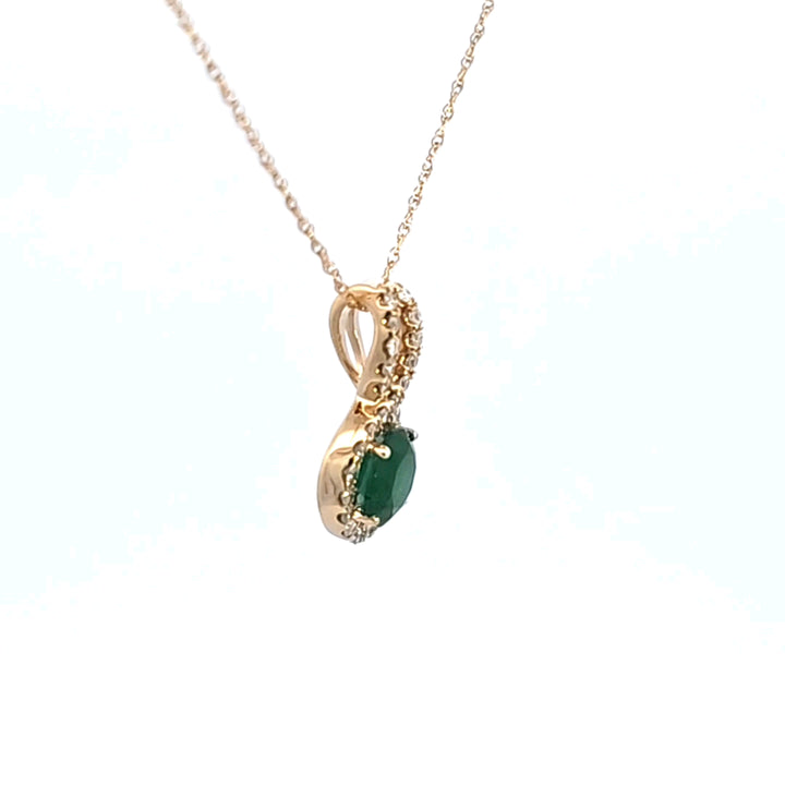 14KY Emerald and Diamond Pendant