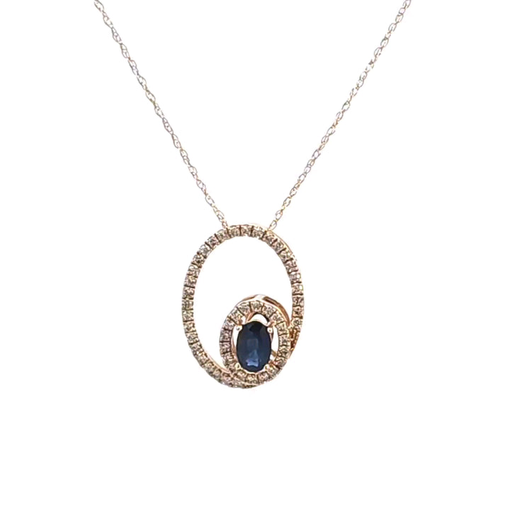 14KY Sapphire and Diamond Pendant