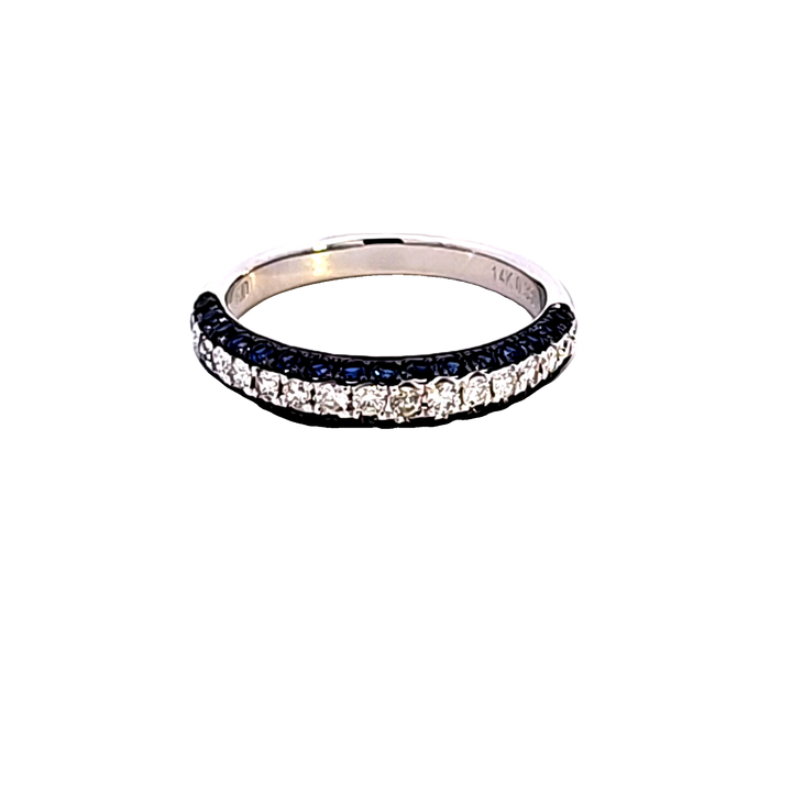 14KW Diamond and Sapphire Wedding Band