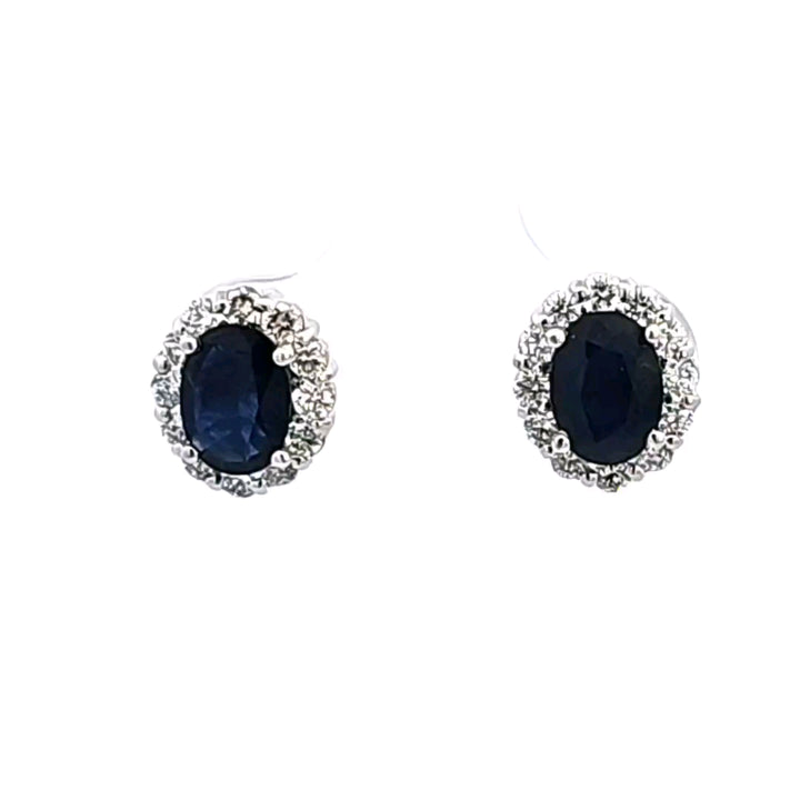 14KW Blue Sapphire and Diamond Earrings