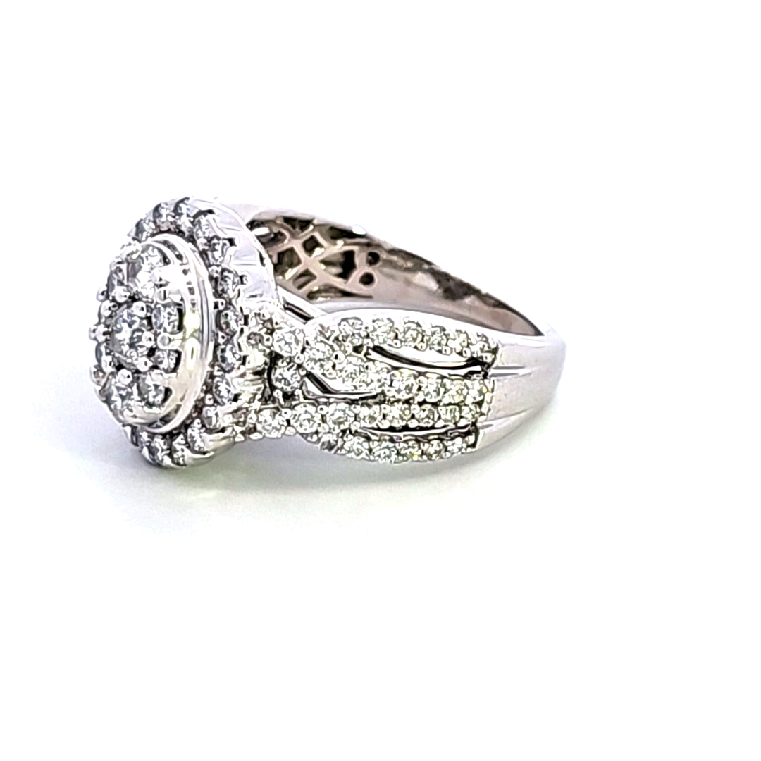 14KW Diamond Cluster Engagement Ring