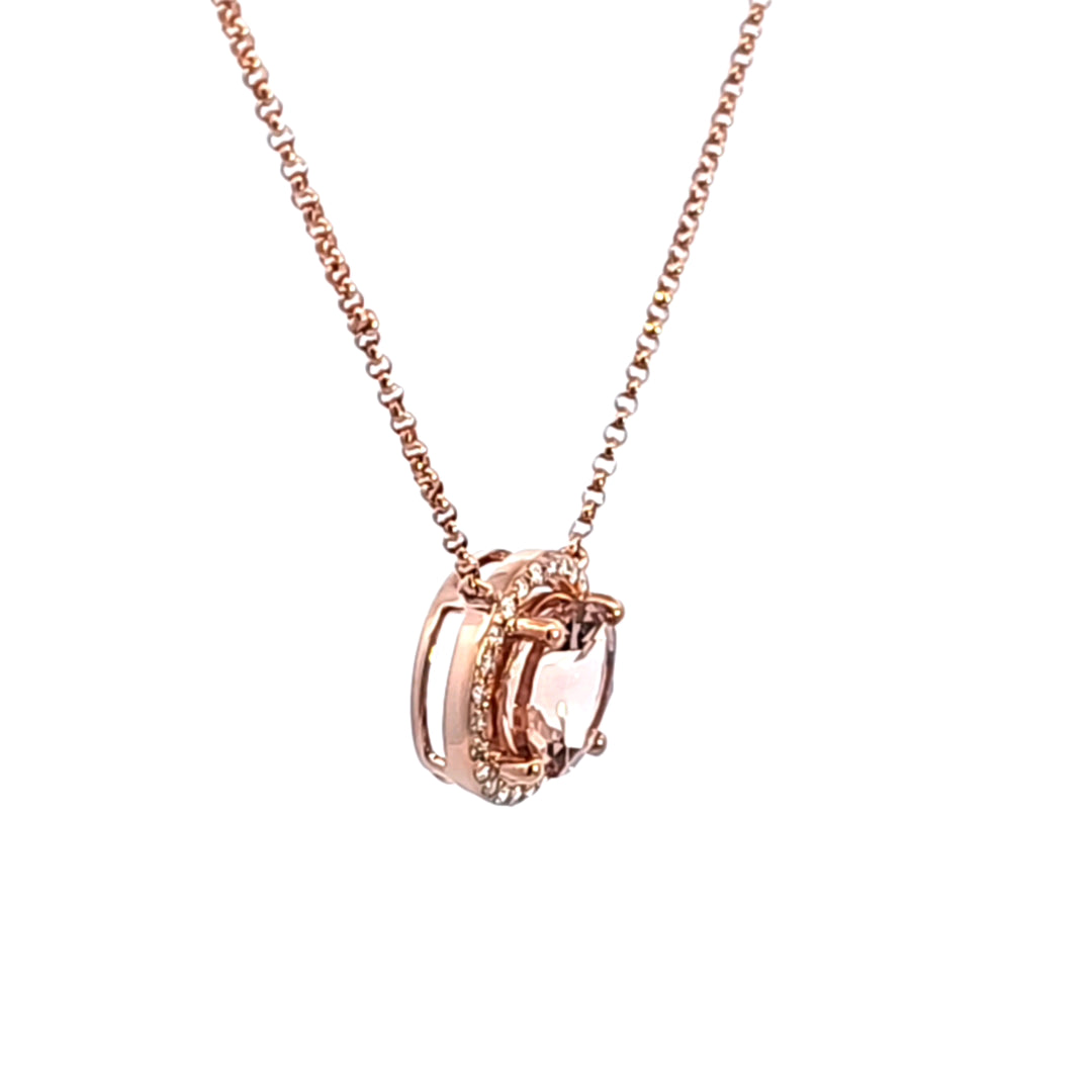 14KR Pink Morganite and Diamond Necklace