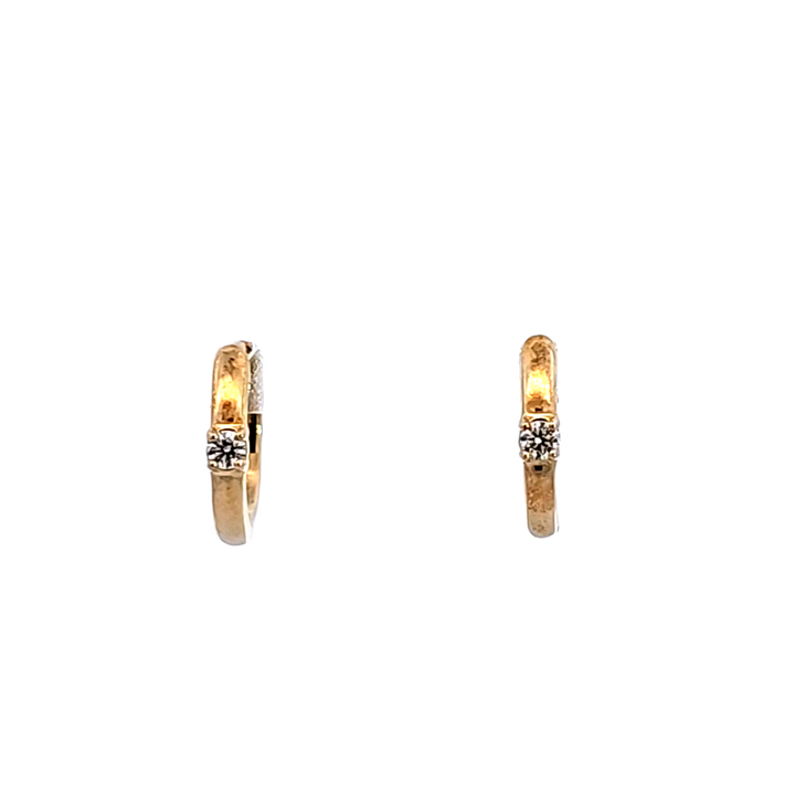 10KY Diamond Petite Hoop Earrings