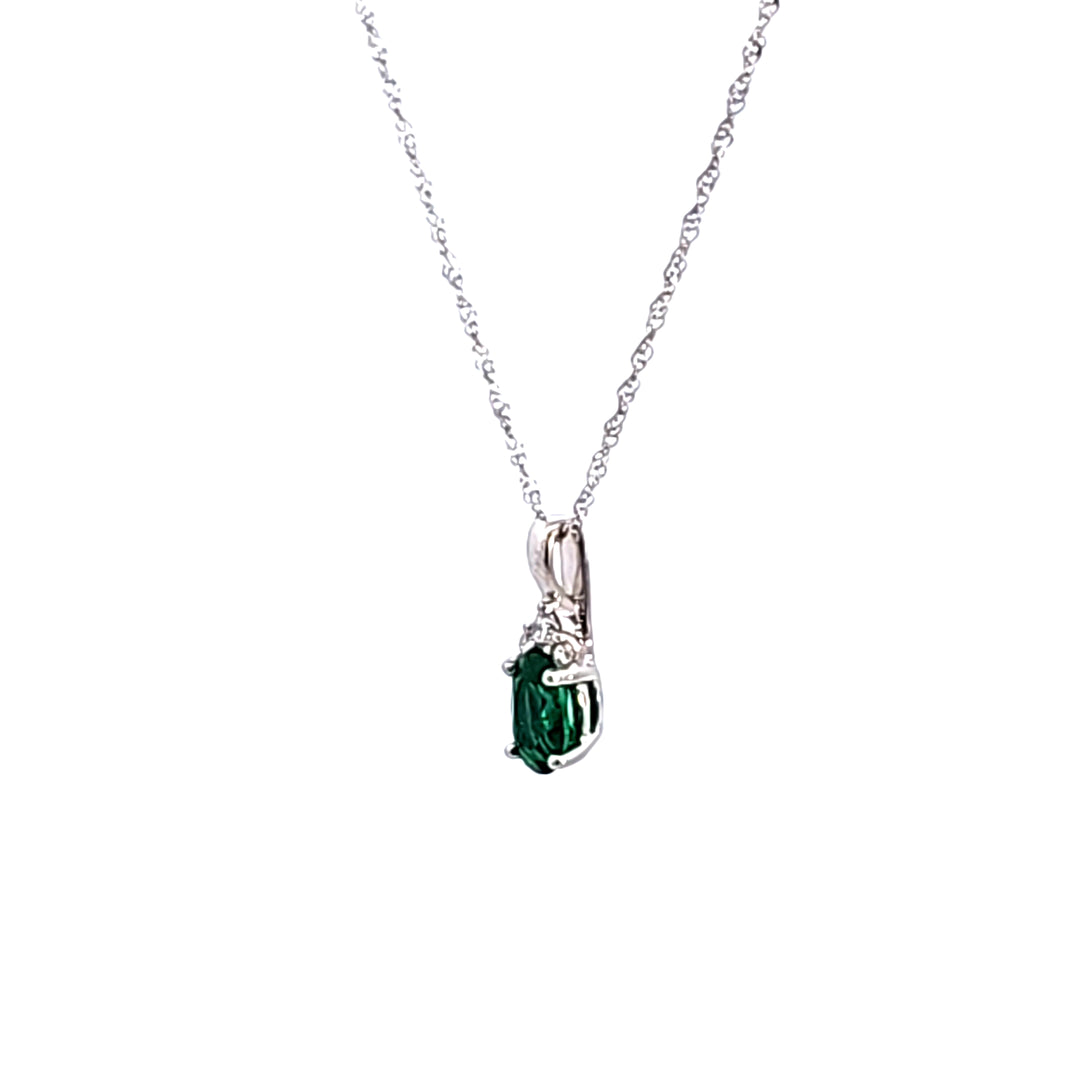 14KW Oval Emerald and Diamond Pendant