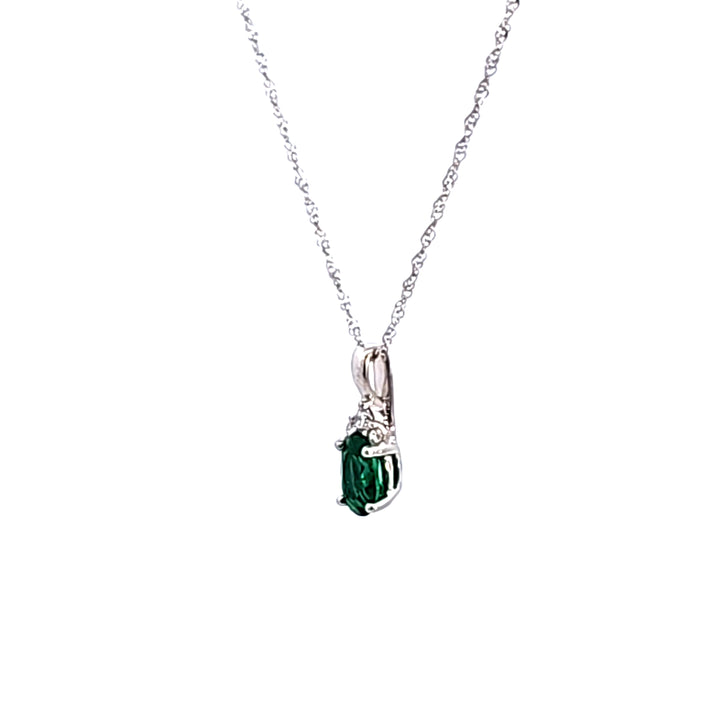 14KW Oval Emerald and Diamond Pendant