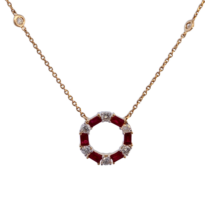 14KY Ruby and Diamond Necklace
