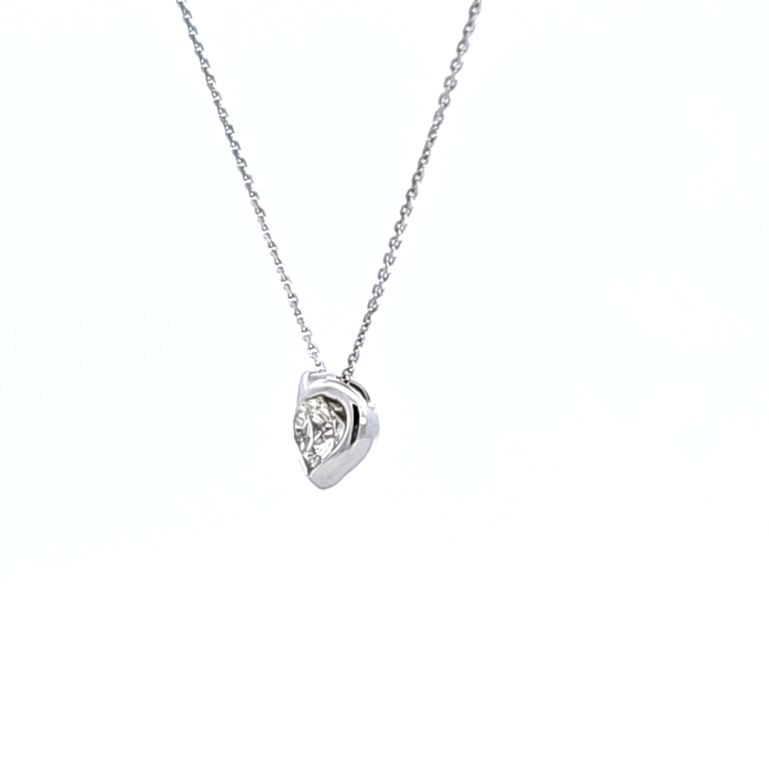 18KW Hearts On Fire Whimsical Heart Single Diamond Necklace