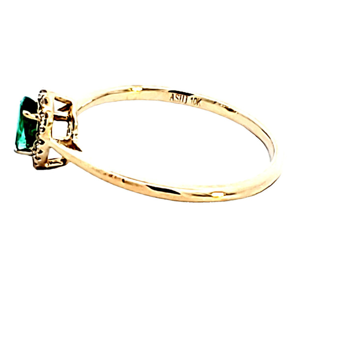 10KY Pear Emerald And Diamond Fashion Ring