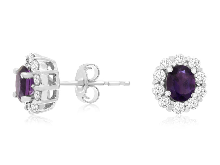 14KW Amethyst and Diamond Earrings