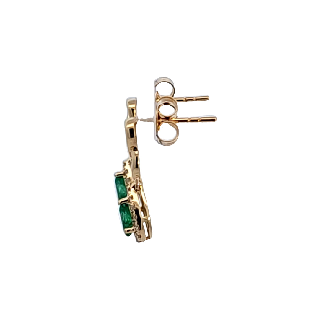 14KY Emerald and Diamond Drop Earrings