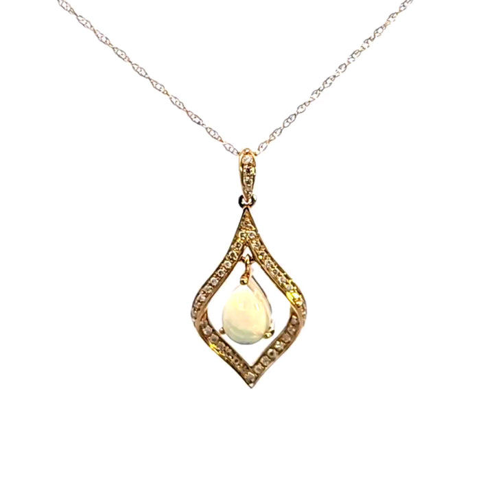 14KY Opal and Diamond Pendant