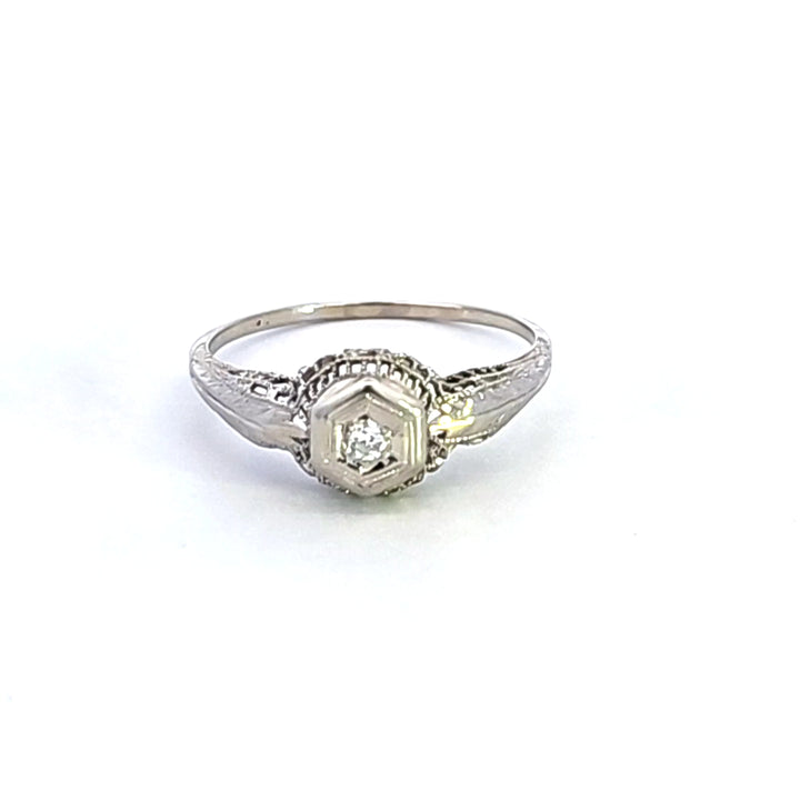 18KW Diamond Estate Ring