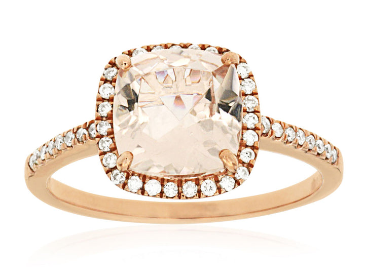 14KR Pink Morganite and Diamond Ring