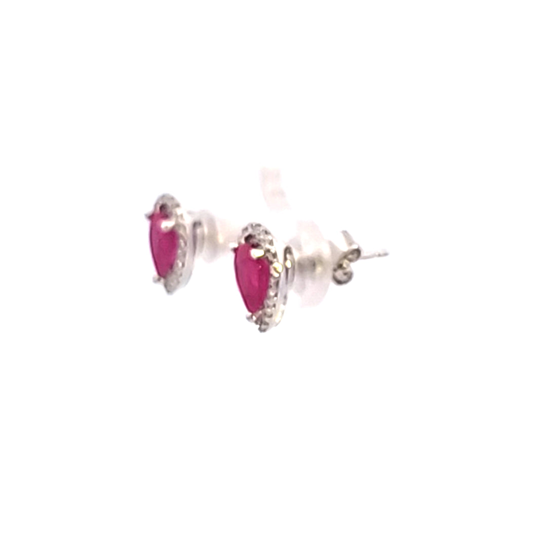 14KW Pear Ruby and Diamond Earrings