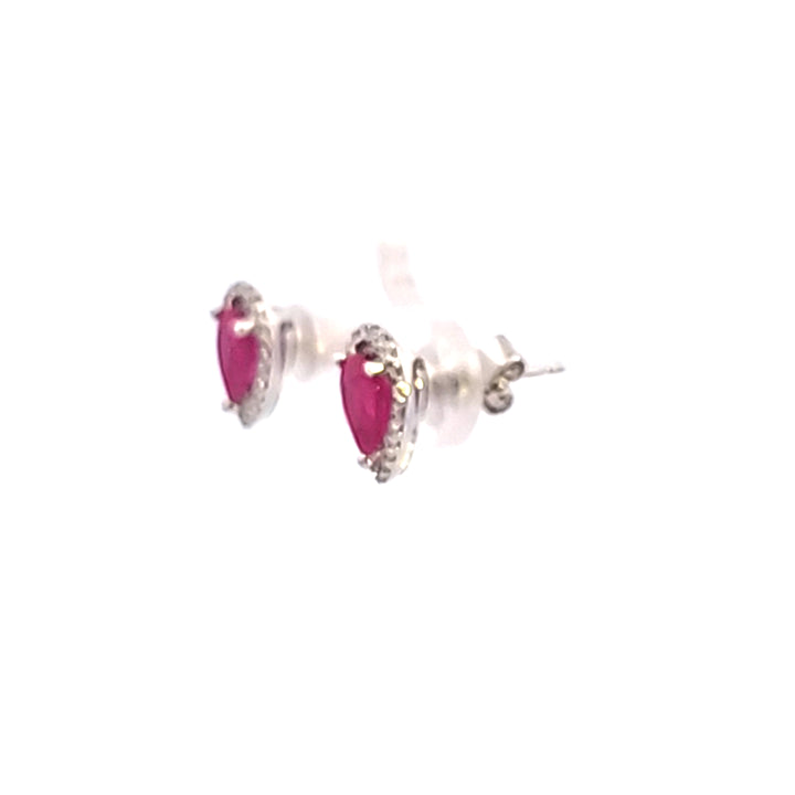 14KW Pear Ruby and Diamond Earrings