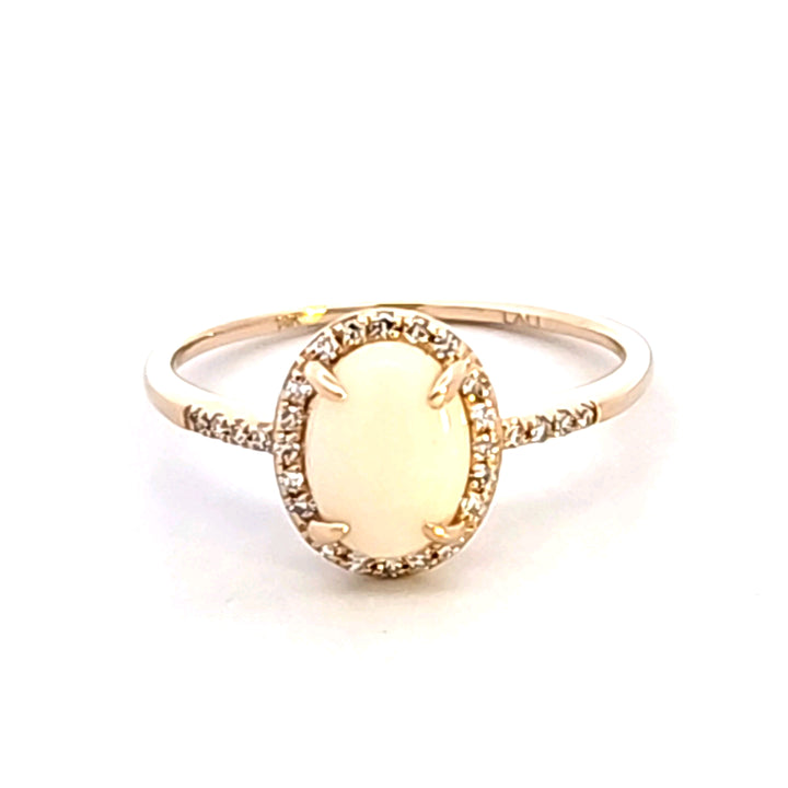 14KY Oval Australian Opal and Diamond Ring