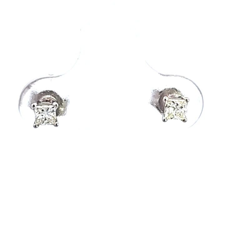 14KW 1/4 CTW Princess Cut Diamond Stud Earrings