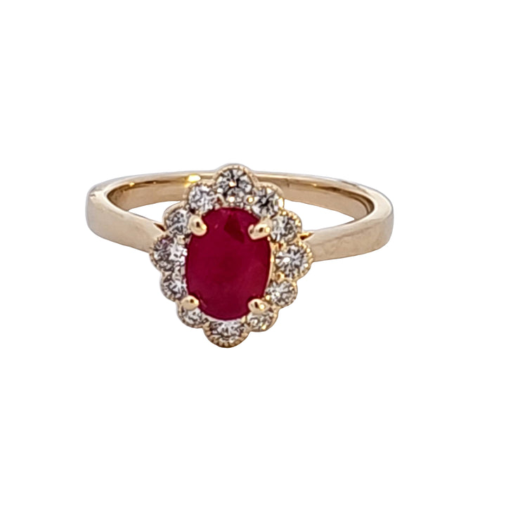 14KY Oval Ruby and Diamond Ring