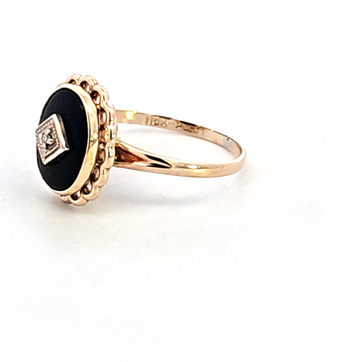 10KY Onyx and Diamond Estate Ring