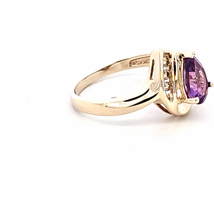 10KY Amethyst and Diamond Estate Ring