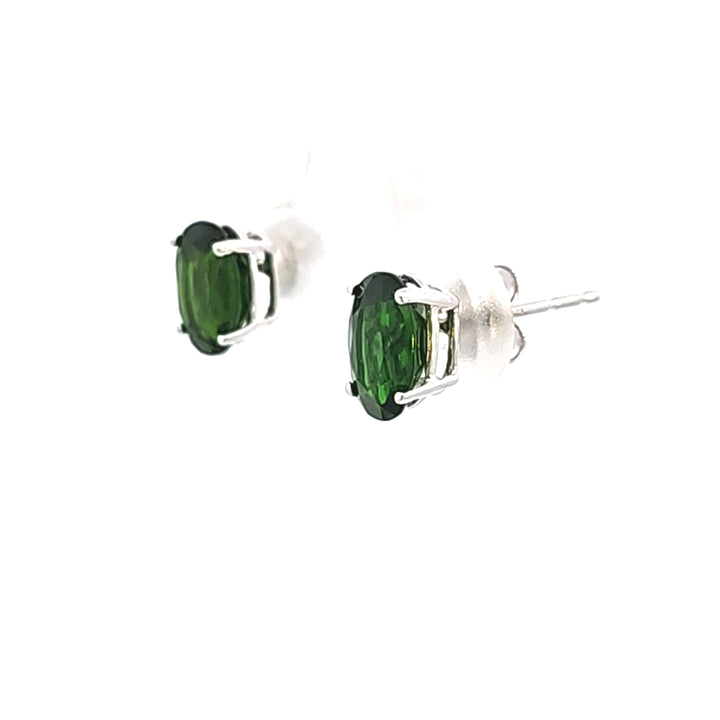 14KW Oval Russalite Chrome Diopside Stud Earrings