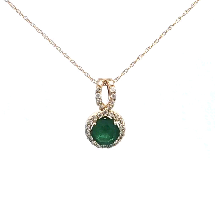 14KY Emerald and Diamond Pendant