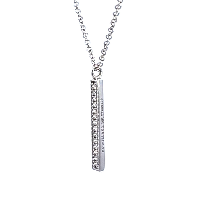 14KW Diamond Bar Pendant Necklace