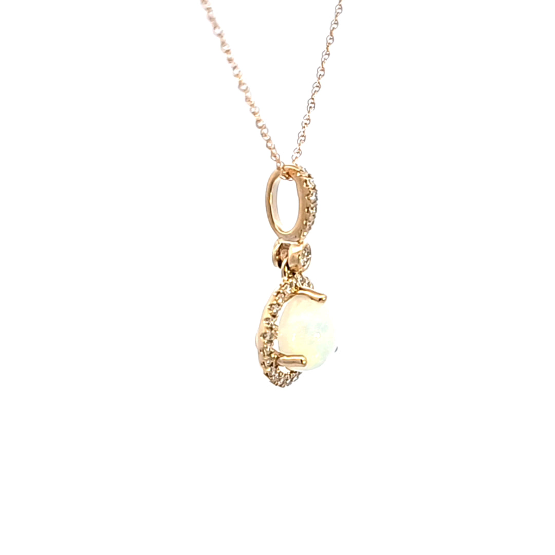 14KY Opal and Diamond Pendant