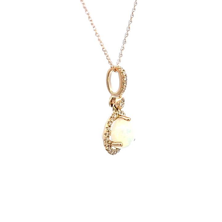 14KY Opal and Diamond Pendant