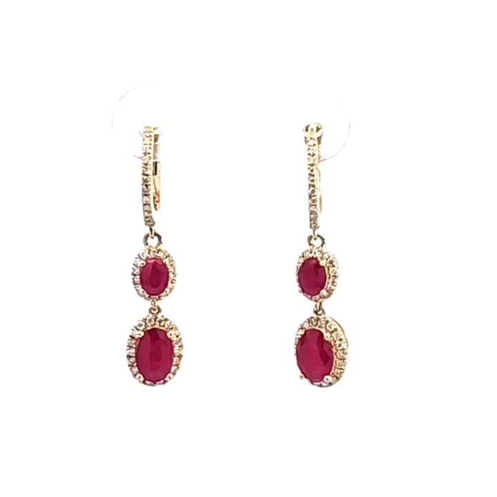 14KY Ruby and Diamond Drop Earrings