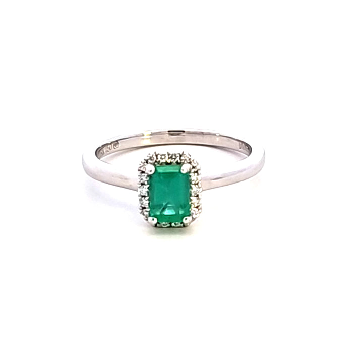 18KW Emerald and Diamond Ring