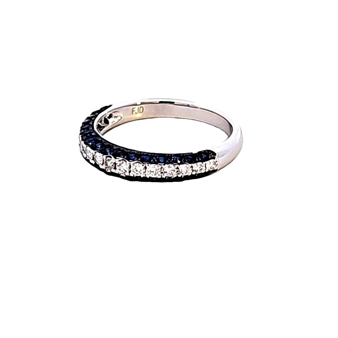 14KW Diamond and Sapphire Wedding Band