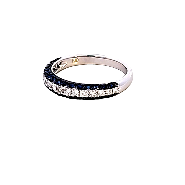 14KW Diamond and Sapphire Wedding Band
