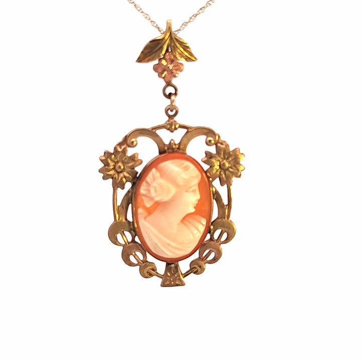 10KY Vintage Cameo Estate Pendant