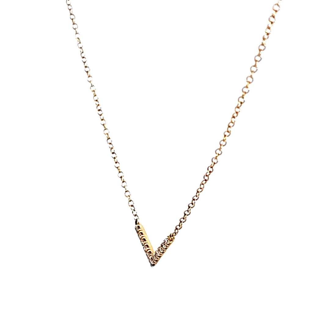 14KY Diamond V Necklace