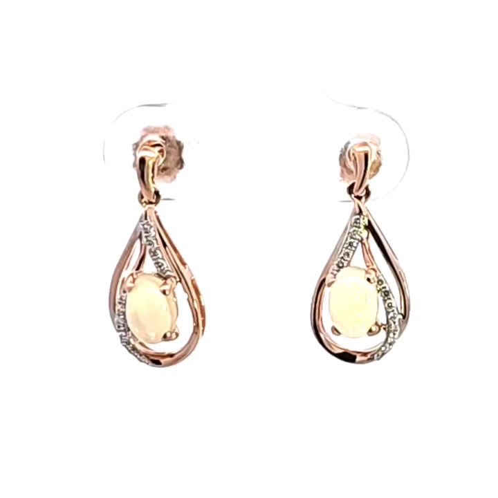 14KR Opal and Diamond Earrings