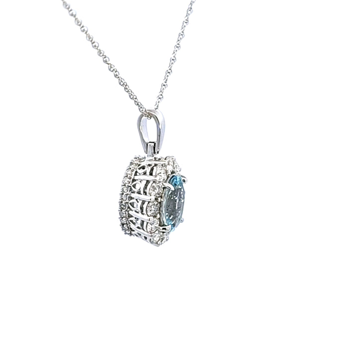 14KW Aquamarine and Diamond Pendant