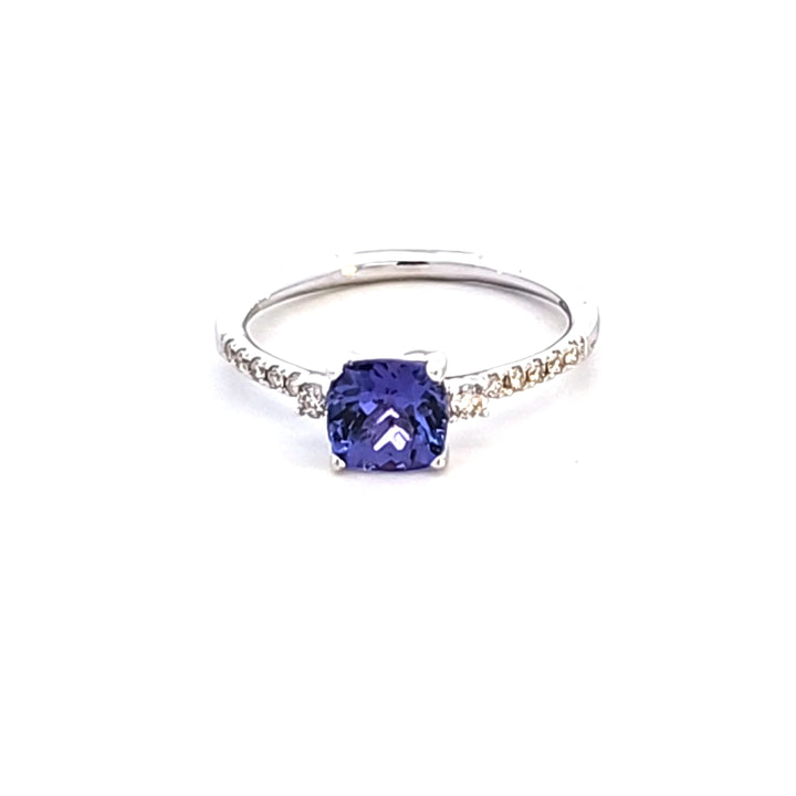 14KW Cushion Tanzanite and Diamond Fashion Ring