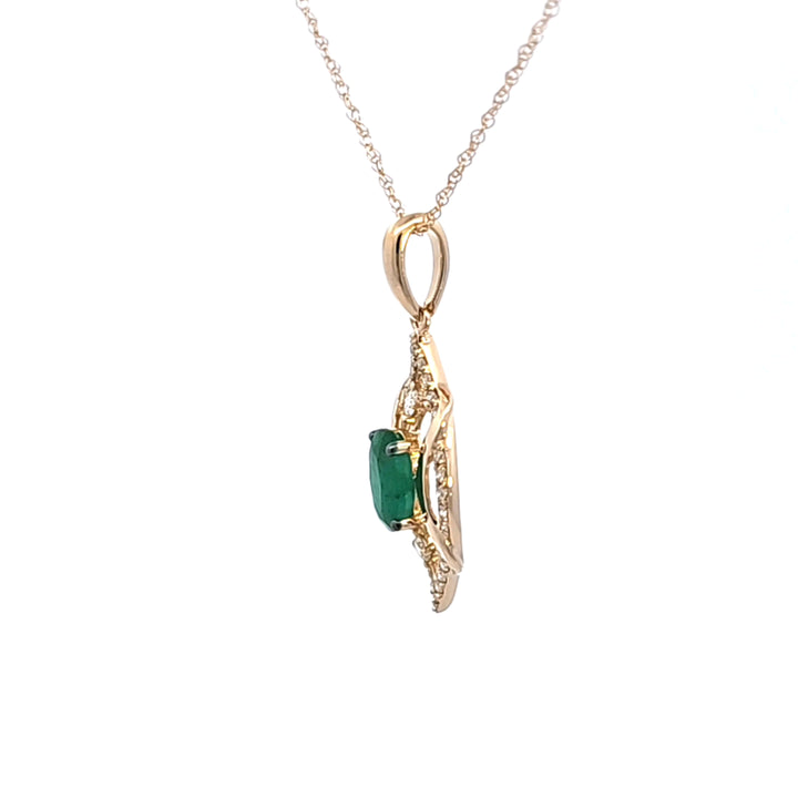 14KY Emerald and Diamond Pendant