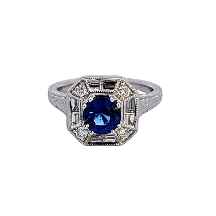 14KW Sapphire and Diamond Engagement Ring