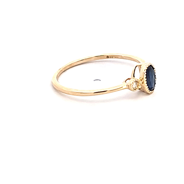 14KY Blue Sapphire and Diamond Fashion Ring