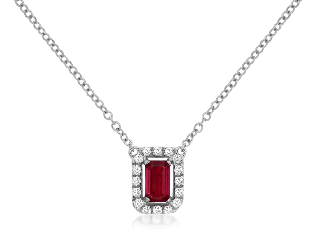 14KY Ruby and Diamond Pendant Necklace